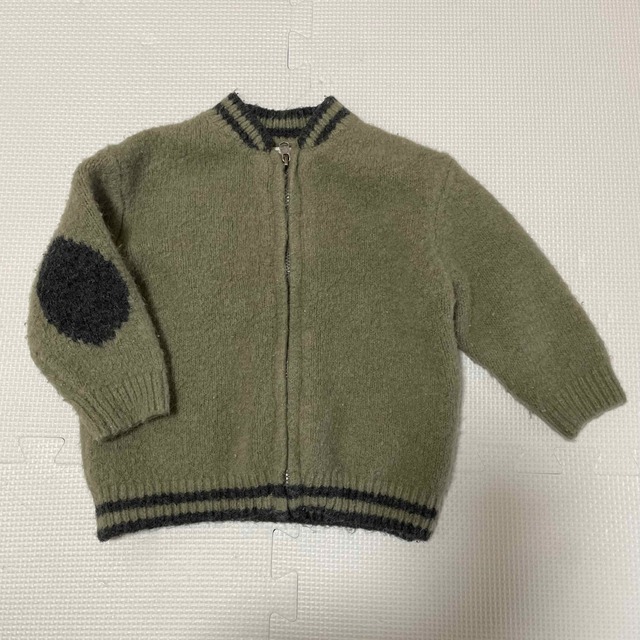 ZARA KIDS(ザラキッズ)の専用★zarababy エルボーパッチ風　ニットブルゾン　80cm キッズ/ベビー/マタニティのベビー服(~85cm)(ニット/セーター)の商品写真