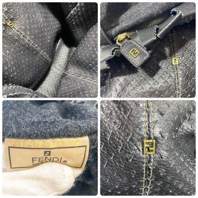 FENDI(フェンディ)の【希少】FENDI トートバッグ ウール 黒 フォルトリバーシブルバッグ レディースのバッグ(トートバッグ)の商品写真