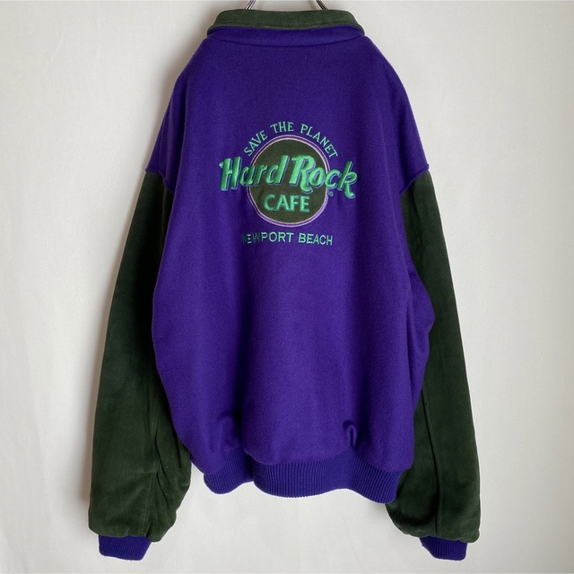 Hard Rock CAFE(ハードロックカフェ)のハードロックカフェ ビッグロゴ　スタジャン USA製　XL ゆるだぼ　90s メンズのジャケット/アウター(スタジャン)の商品写真