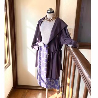 良品】DOLCE & GABBANA 総柄ロングコート レインコート 38