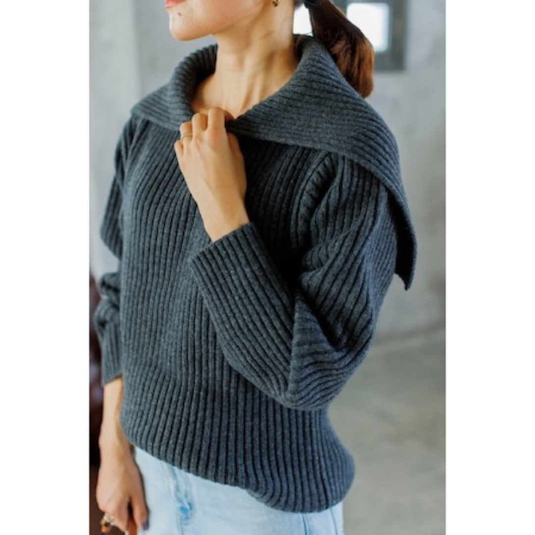 Drawer(ドゥロワー)のBluelea ブルレア sailor collar rib knit ニット レディースのトップス(ニット/セーター)の商品写真