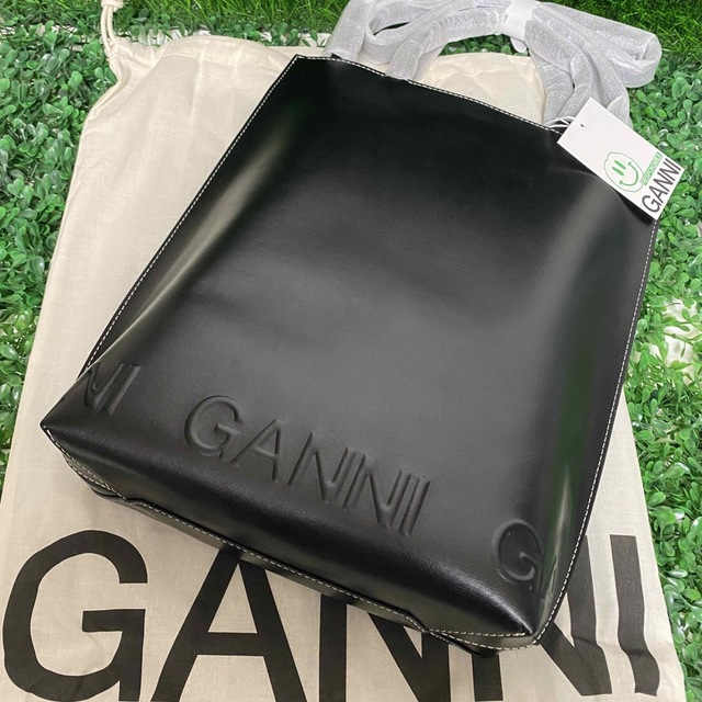 GANNI ☆新品☆ ガニー レザー2way トートバッグ/黒