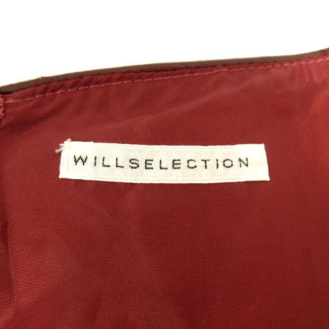 WILLSELECTION(ウィルセレクション)のWILLSELECTION ワンピース 半袖 ひざ丈 千鳥格子 エンジ 赤系 茶 レディースのワンピース(ひざ丈ワンピース)の商品写真