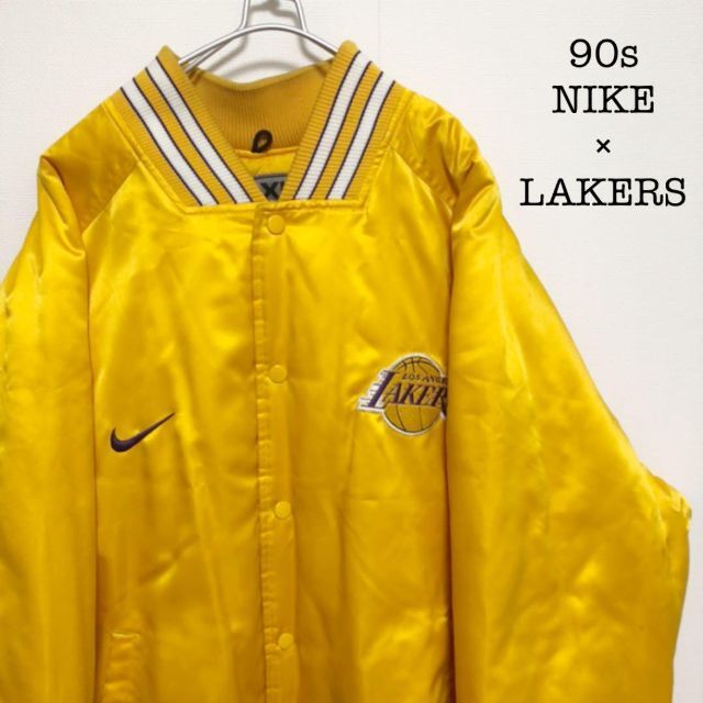 NIKE - 90s NIKE×NBA レイカーズ スタジャン スウォッシュ刺繍ロゴの