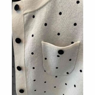 CABaN コットンカシミヤ ドットジャカードクルーネックカーディガン