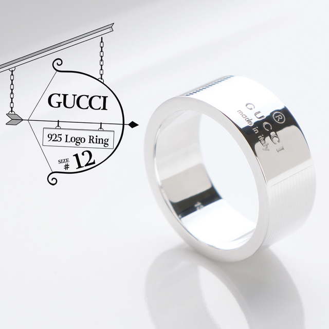 50％割引 美品 グッチ GUCCI ロゴ ワイド リング 925 指輪 12号 - www