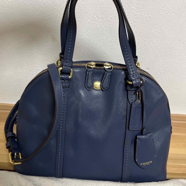 ☆美品☆COACH コーチ 2WAYバッグ レザー ネイビー系 ショルダーバッグ