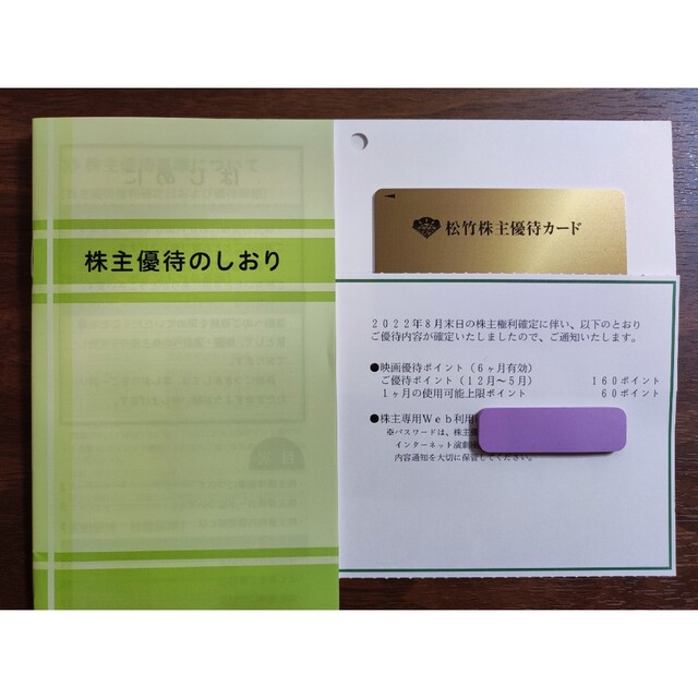 松竹 株主優待カード 160P contrachequefms.igapora.ba.gov.br