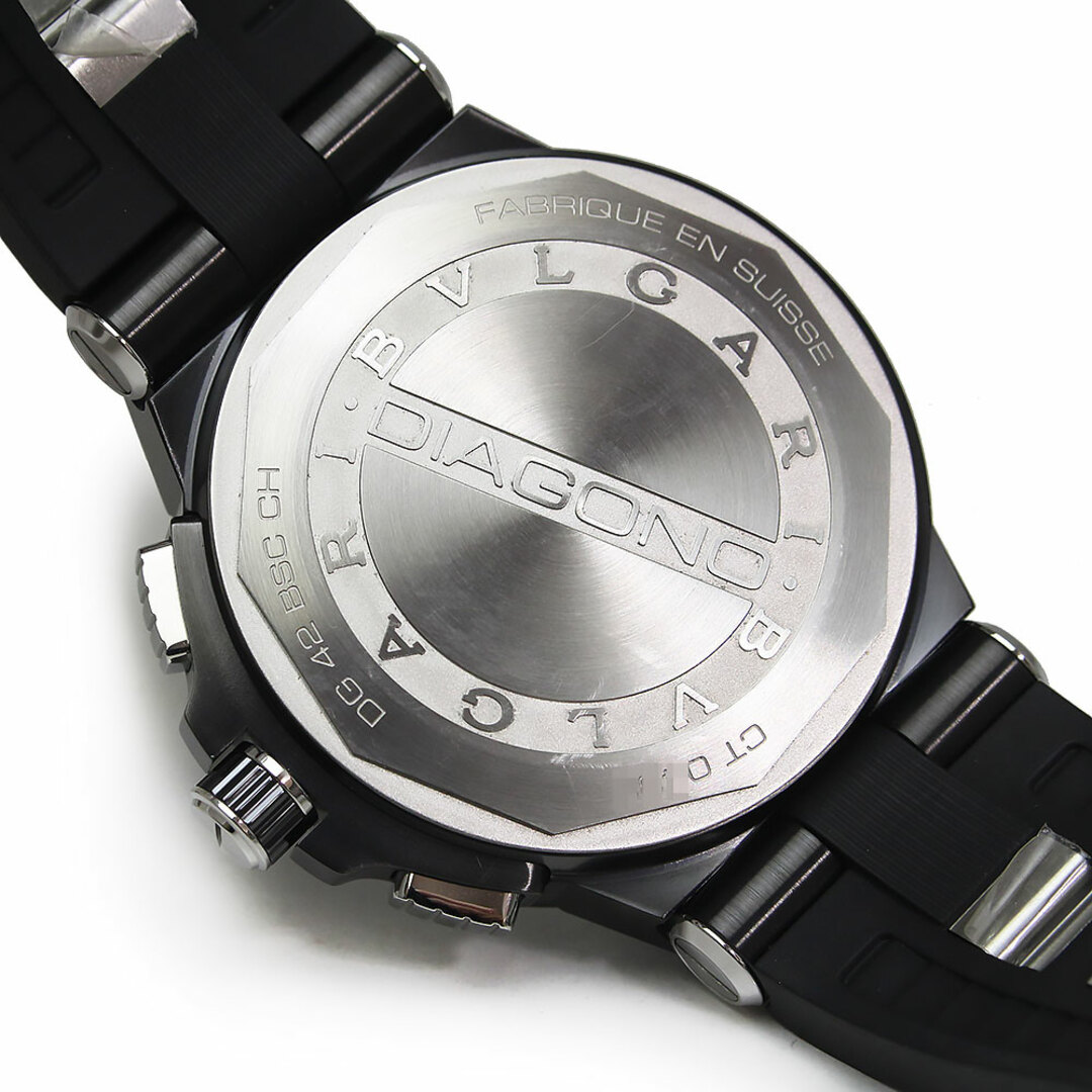 ブルガリ ディアゴノ ウルトラネロ クロノグラフ 自動巻き 腕時計 ステンレススチール セラミック ラバー ブラック 黒 DG42BBSCVDCH 箱付 訳あり BVLGARI（新品・未使用品）