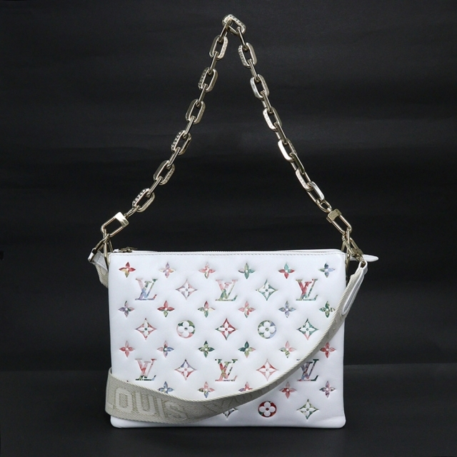 新素材新作 LOUIS VUITTON ルイ ヴィトン クッサン PM 2way チェーン ショルダーバッグ ハンドバッグ 斜め掛け ラムスキン レザー ブロン ホワイト 白 M21209 箱付 LOUIS VUITTON(新品・未使用品) ショルダーバッグ チェーン付 ハンドバッグ 白 ホワイト