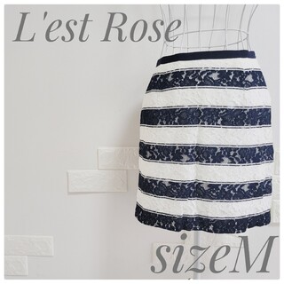 レストローズ(L'EST ROSE)の美品 レストローズ L'estRose 花柄 レーススカート タイトスカート(ひざ丈スカート)