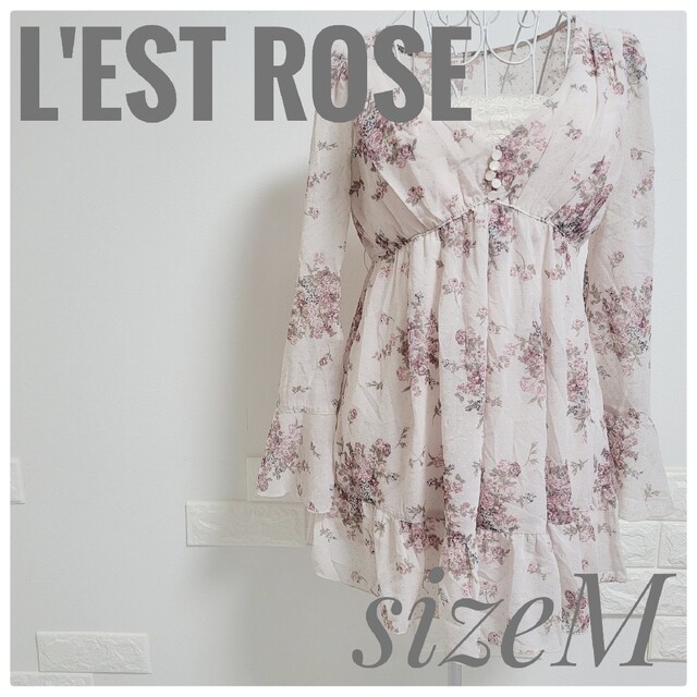 L'EST ROSE(レストローズ)の美品 LESTROSE レストローズ 薔薇柄 チュニック ミニワンピース レディースのトップス(チュニック)の商品写真