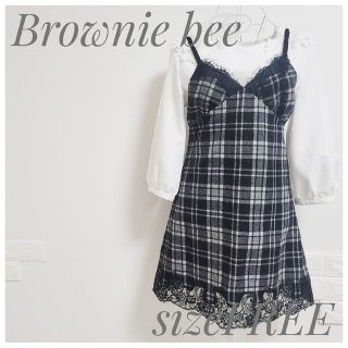 ブラウニービー(Brownie bee)の美品 Browniebee ブラウニービー キャミワンピ チェック ワンピース(ミニワンピース)