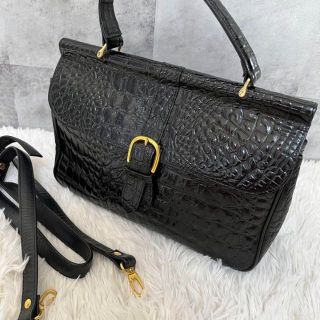 美品✨　クロコ　ハンド　ショルダー　2way レザー　型押し(ショルダーバッグ)