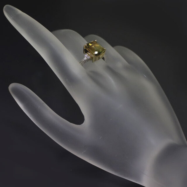 K18YG/Pt900 バイカラートルマリン ダイヤモンド リング 4.26ct D0.14ct レディースのアクセサリー(リング(指輪))の商品写真