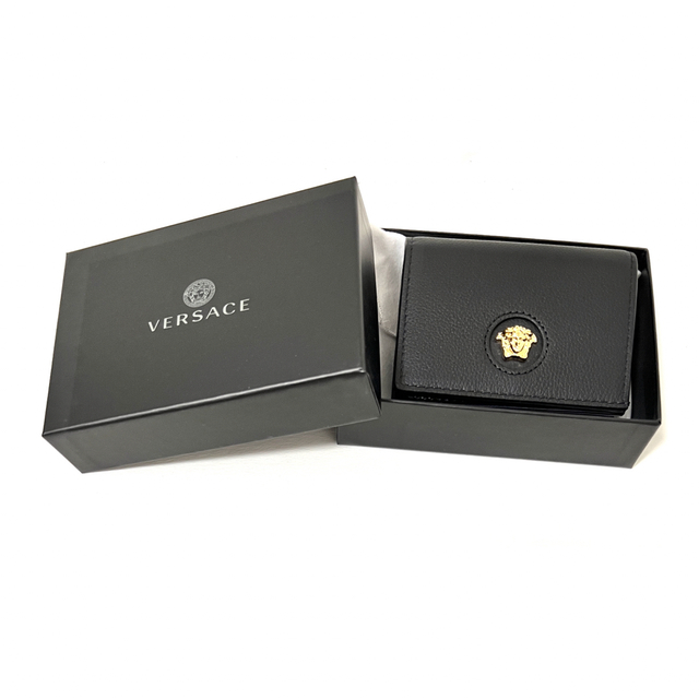 Versace ヴェルサーチ 財布 ラ メドゥーサ 二つ折り ウォレット 黒 金