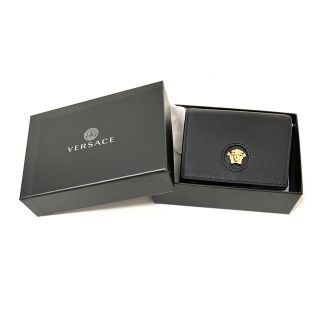 ヴェルサーチ(VERSACE)のVersace ヴェルサーチ 財布 ラ メドゥーサ 二つ折り ウォレット 黒 金(折り財布)