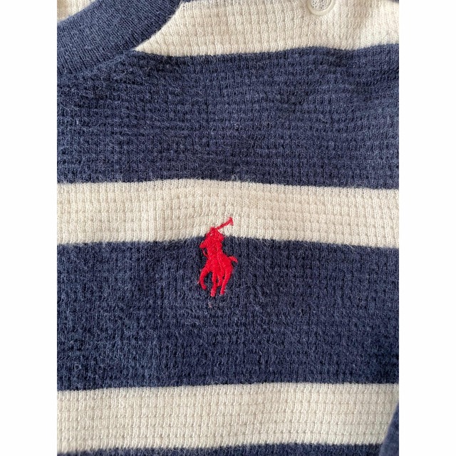 Ralph Lauren(ラルフローレン)の★ラルフローレン★ボーダー★ワッフルニット★80　★生地ネイビー×白 キッズ/ベビー/マタニティのベビー服(~85cm)(ニット/セーター)の商品写真