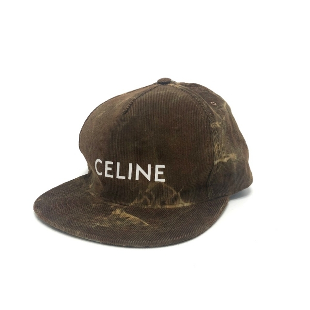 中古】 celine 未使用 ブラウン キャップ 帽子 ロゴ 2AUU1214Q