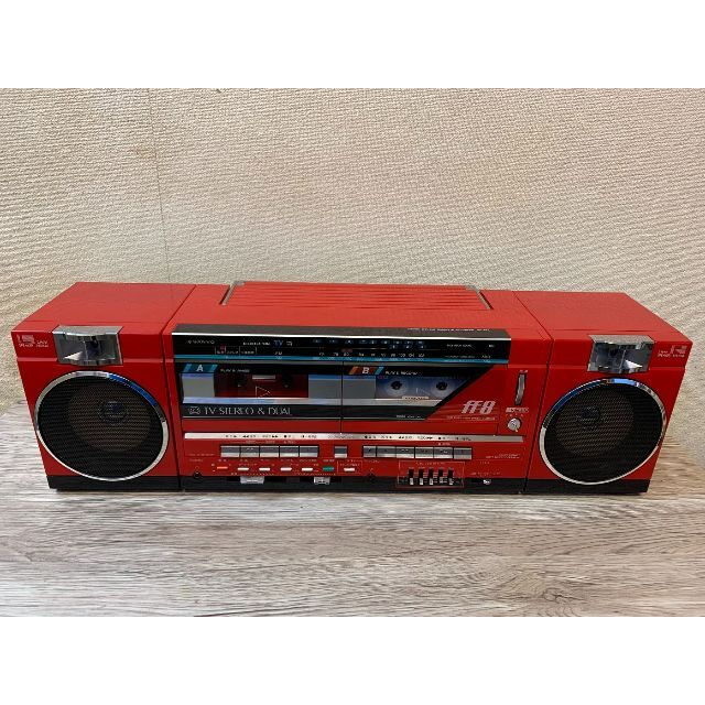 未使用 SANYO MR-WU4MKⅢ Wラジカセ 元箱 アダプター付き 赤