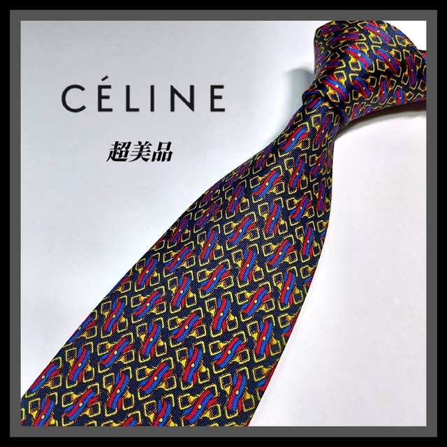 celine(セリーヌ)の123【CELINE】セリーヌ ネクタイ  紺×黄×青×赤 メンズのファッション小物(ネクタイ)の商品写真