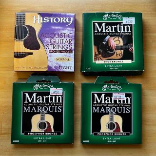 マーティン(Martin)のMartin＊Historyアコースティックギター＊弦 ４パックセット(弦)