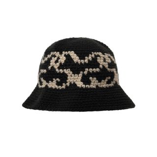 ステューシー(STUSSY)のSTUSSY SS KNIT BUCKET HAT 黒 バケットハット キャップ(ハット)