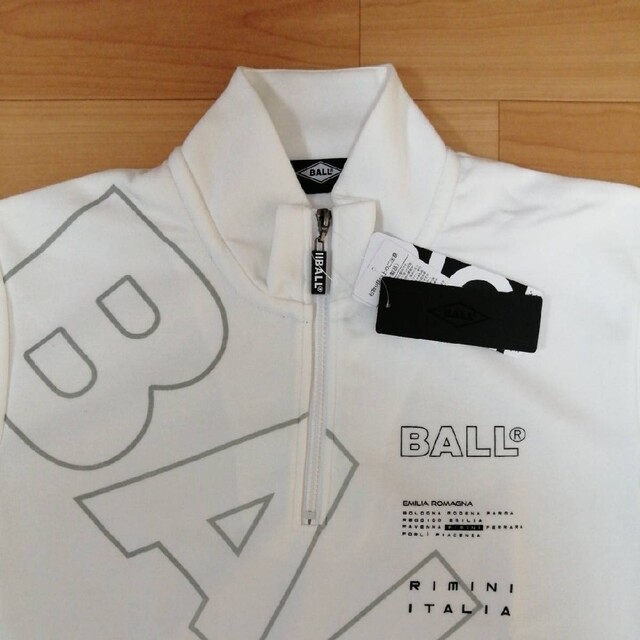 BALL(ボール)のM　BALL ボール　新品　ハーフジップトレーナー　ホワイト メンズのトップス(スウェット)の商品写真