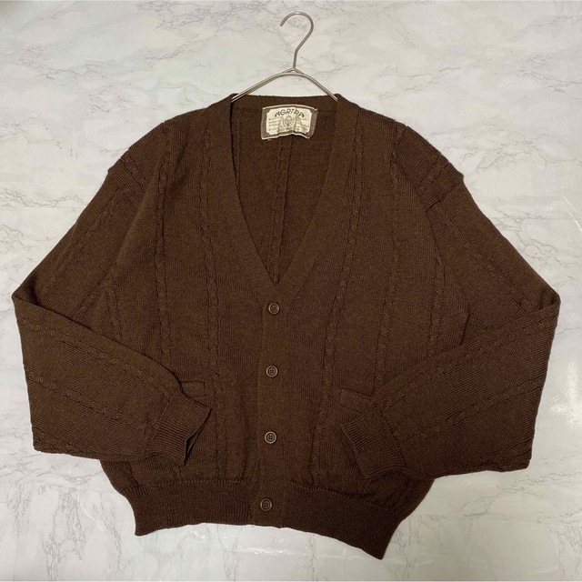 カーディガン シンプル セーター 厚手 レトロ 古着 希少 編み込み 奇抜