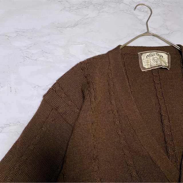 カーディガン シンプル セーター 厚手 レトロ 古着 希少 編み込み 奇抜