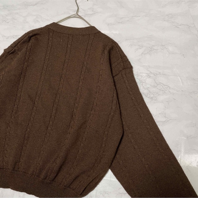 カーディガン シンプル セーター 厚手 レトロ 古着 希少 編み込み 奇抜