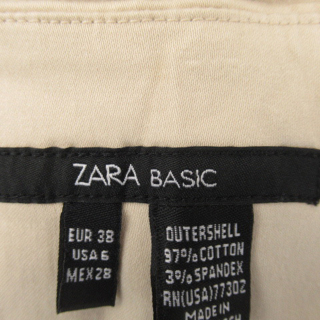 ZARA(ザラ)のザラ ベーシック スラックス ストレートパンツ ロング丈 無地 38 ベージュ レディースのパンツ(その他)の商品写真