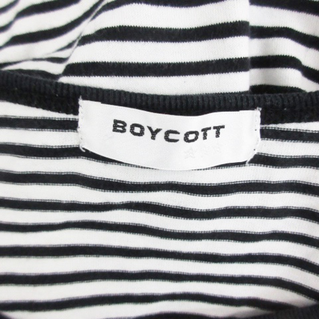 BOYCOTT(ボイコット)のボイコット Tシャツ カットソー 長袖 ラウンドネック ボーダー柄 2 黒 レディースのトップス(Tシャツ(長袖/七分))の商品写真