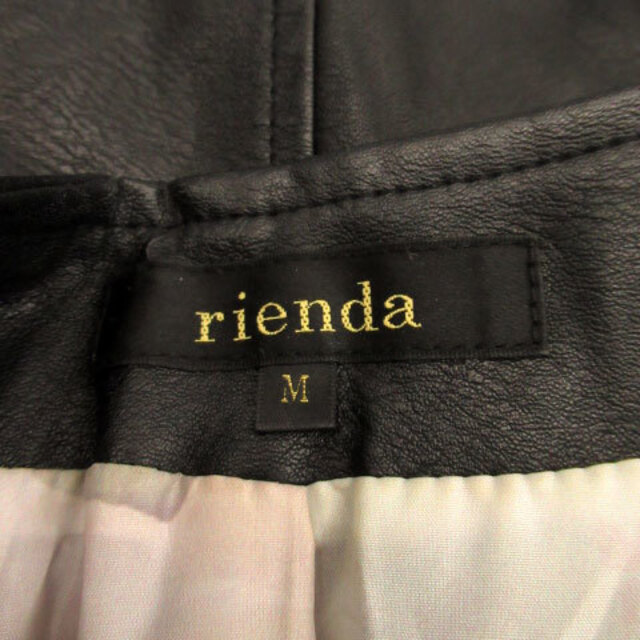 rienda(リエンダ)のリエンダ フェイクレザージャケット ミドル丈 ノーカラー ジップアップ M 黒 レディースのジャケット/アウター(その他)の商品写真