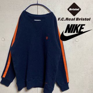 エフシーアールビー(F.C.R.B.)のNIKE×FCRB/Bristol ニットセーター　ネイビー　オレンジ　M 古着(ニット/セーター)