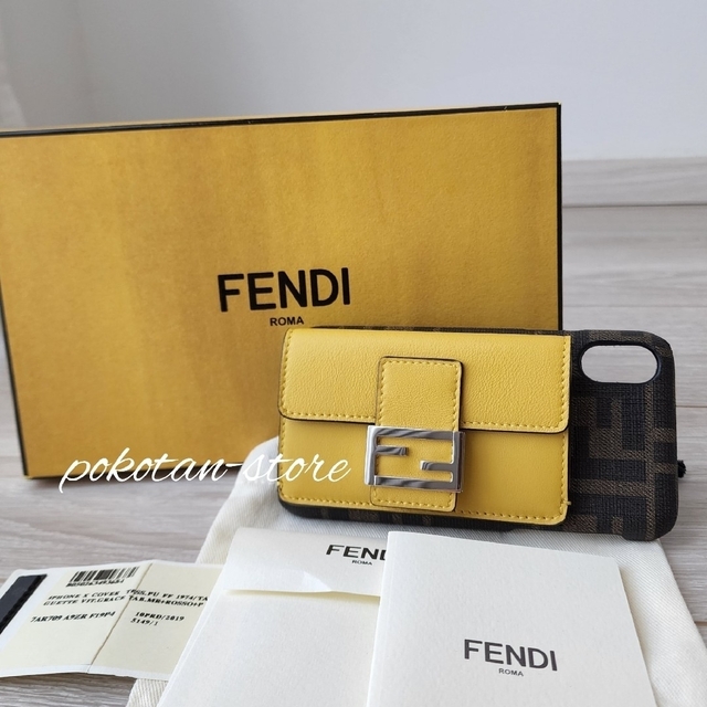 最高級レザー】FENDI フェンディ フォンケース スマホケース イエロー