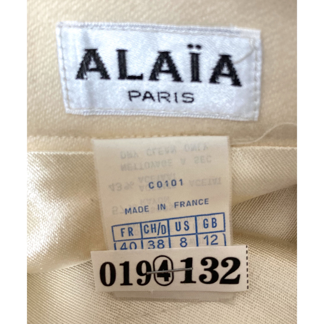 アライア(ALAIA)オフホワイトウールフレアミニスカートヴィンテージ 40