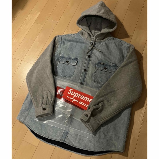 supreme Fleece Hooded Denim Shirt XL - ブルゾン