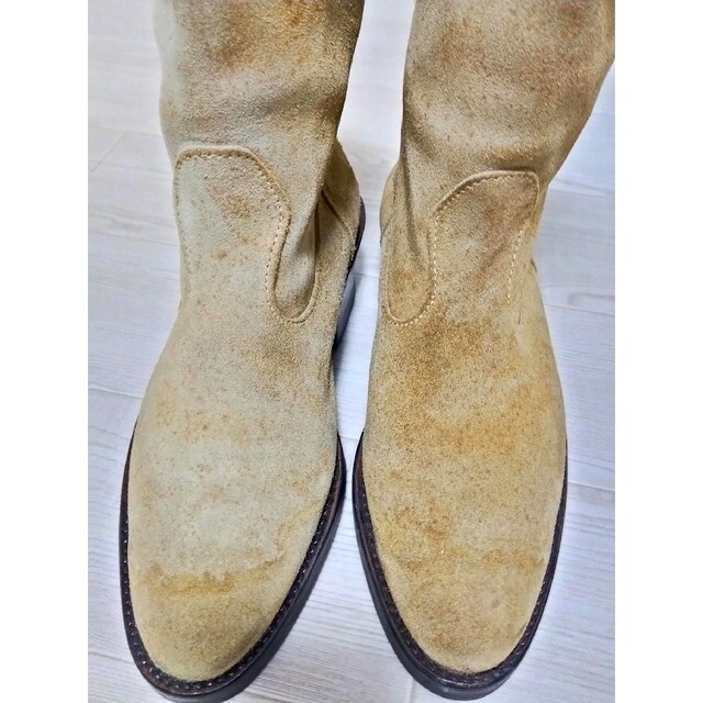 REDWING(レッドウィング)の希少フランス製　ペコスブーツ　ベージュラフアウト メンズの靴/シューズ(ブーツ)の商品写真