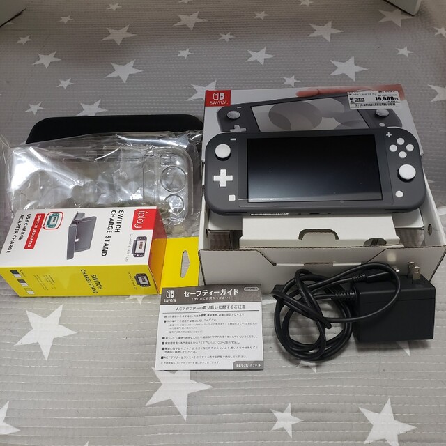 Nintendo Switch ライト グレー ケース、ハードカバー、充電台 【在庫