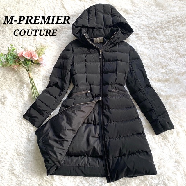 M-premier(エムプルミエ)の人気商品✨ エムプルミエ クチュール Aライン ダウンコート サイズ34 黒 レディースのジャケット/アウター(ダウンコート)の商品写真