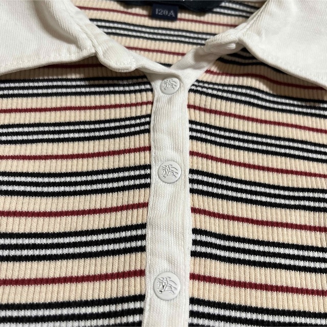 BURBERRY(バーバリー)のバーバリー　ボーダー　トップス　ポロシャツ　120 キッズ/ベビー/マタニティのキッズ服女の子用(90cm~)(Tシャツ/カットソー)の商品写真