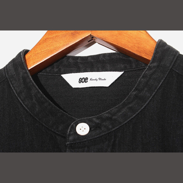 SOE(ソーイ)のSOE ソーイ バンドカラー デニム ペイント 長袖シャツ 0  ブラック /◆ メンズのトップス(シャツ)の商品写真