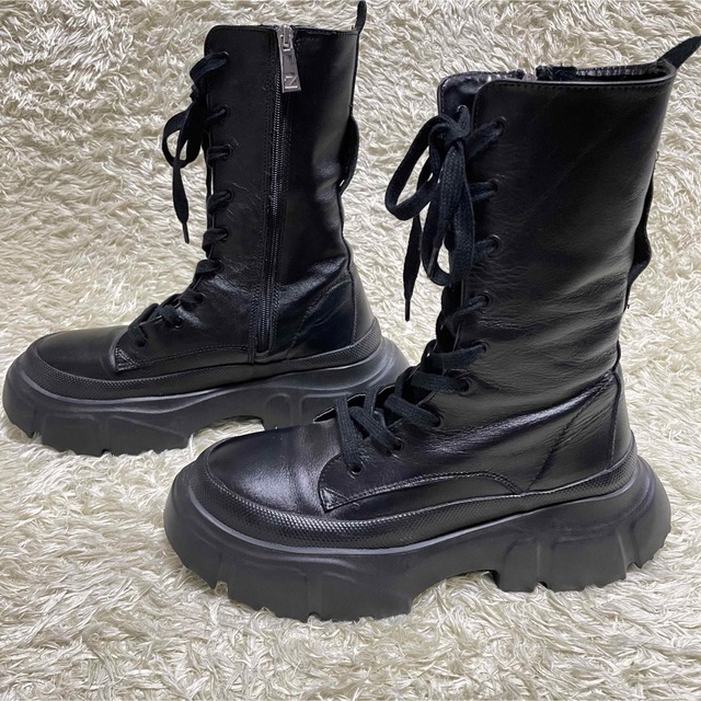 ZARA - 美品 ZARA 厚底 レースアップブーツ サイドジップ ZARA - 美品 ZARA 厚底 レースアップブーツ サイドジップ