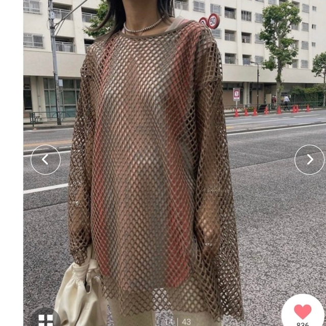 Ameri VINTAGE(アメリヴィンテージ)のMEDI WAVE PATTERN MESH TOP レディースのトップス(ニット/セーター)の商品写真