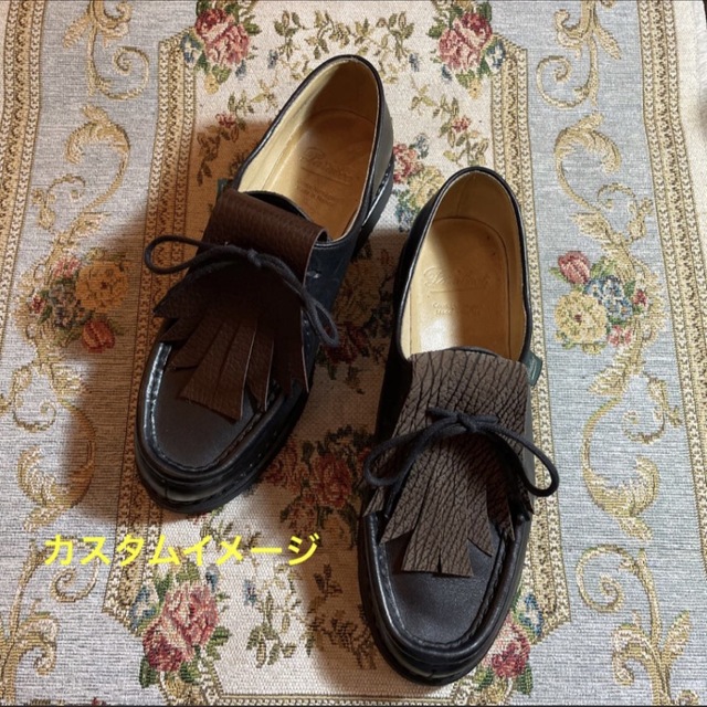 国産オイルレザー　パラブーツ　ミカエル　シューキルト　キルトタン　ブラック メンズの靴/シューズ(ドレス/ビジネス)の商品写真