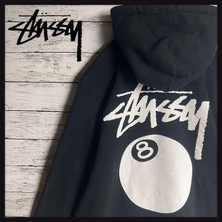 ステューシー(STUSSY)の【大人気】stussy パーカー 8ボール バックプリント 即完売モデル L 黒(パーカー)