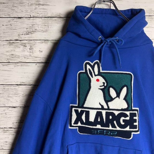 【最高デザイン】FR2 XLARGE 限定コラボ　パイルロゴ　パーカー　黒　L