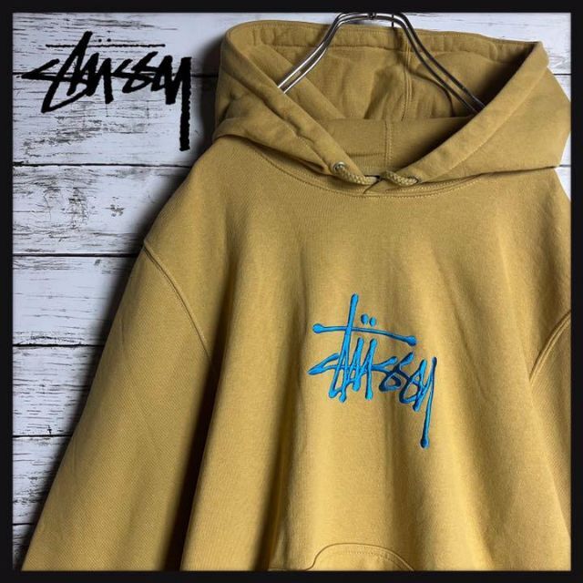 【超希少カラー】 STUSSY 刺繍 センターロゴ 即完売 入手困難パーカー