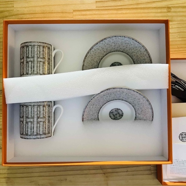 新品】エルメス モザイク24 コーヒーカップ プラチナ ペア-
